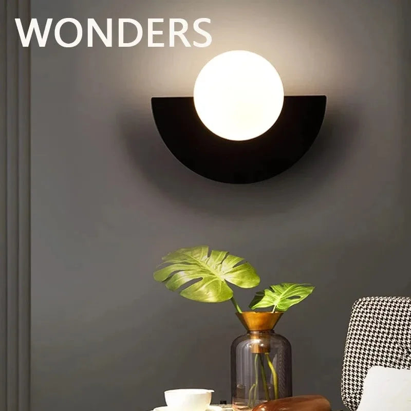 Lampes murales modernes blanc noir jaune vert rouge orange sphère attachée éclairage quotidien chambre