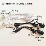 support lampe e27 blanc noir dents lisse moderne câble électrique prise uk led