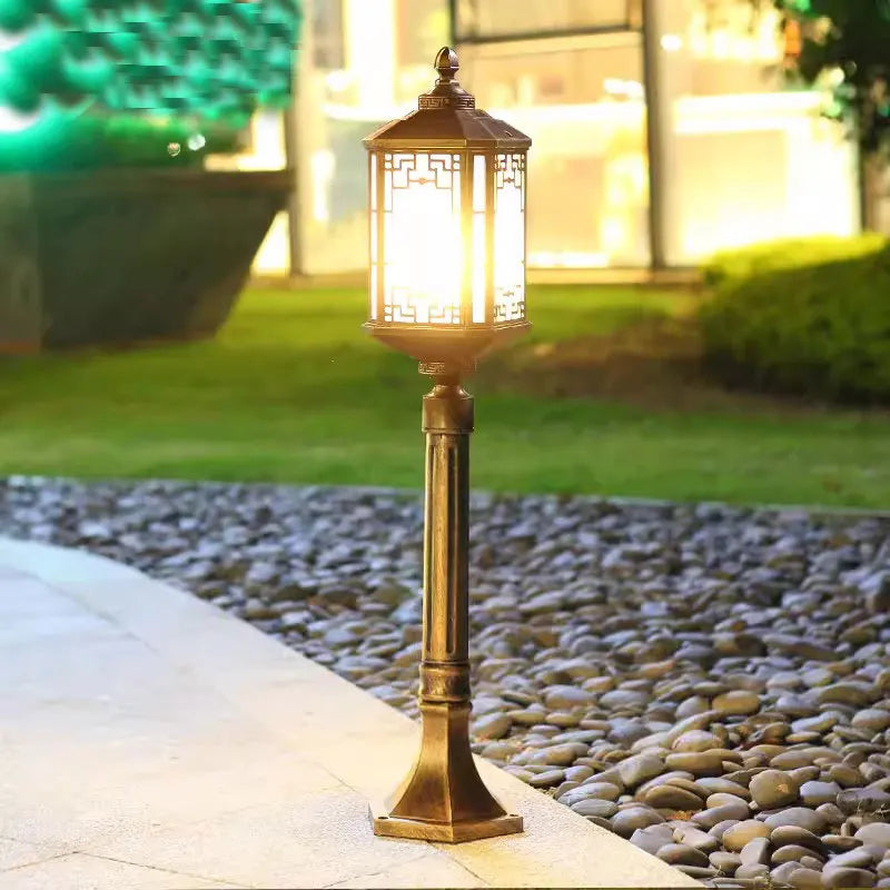 lampe jardin led moderne noir bronze ip65 extérieure ajourée classique