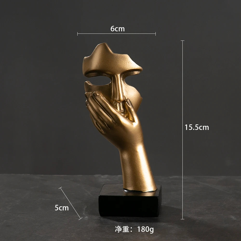 statuettes décoratives visage humain noir blanc doré modernes minimalistes abstraites contemporaines base carrée livres