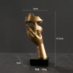 statuettes décoratives visage humain noir blanc doré modernes minimalistes abstraites contemporaines base carrée livres