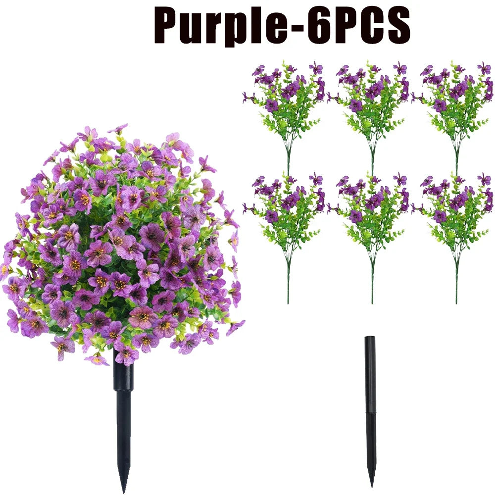 bouquets artificiels violet vert modernes decoration exterieure intérieure 35cm fleurs feuilles