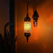 lampe murale mosaïque orientale multicolore motifs floraux bronze articulée salon