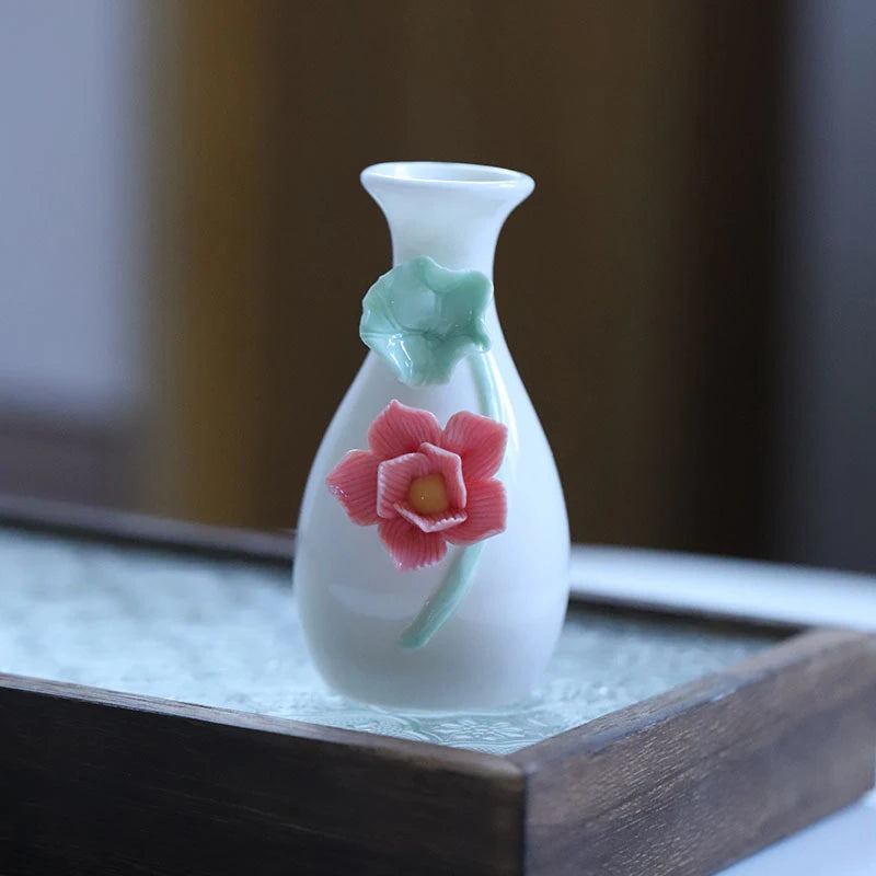 vases céramique artisanal poissons fleurs blanc bleu rouge vert