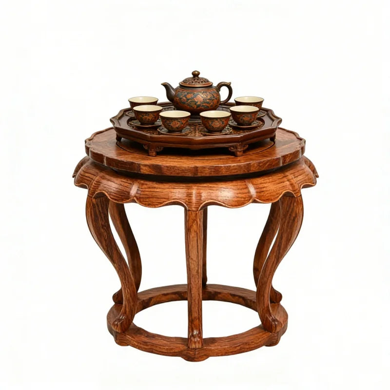 support bois sculpté plateau présentation thé vase sculpture décoration intérieure classique ancien rétro