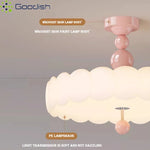 lampe suspendue moderne minimaliste fer acrylique blanc rose pâle texture nuage brillante télécommande led