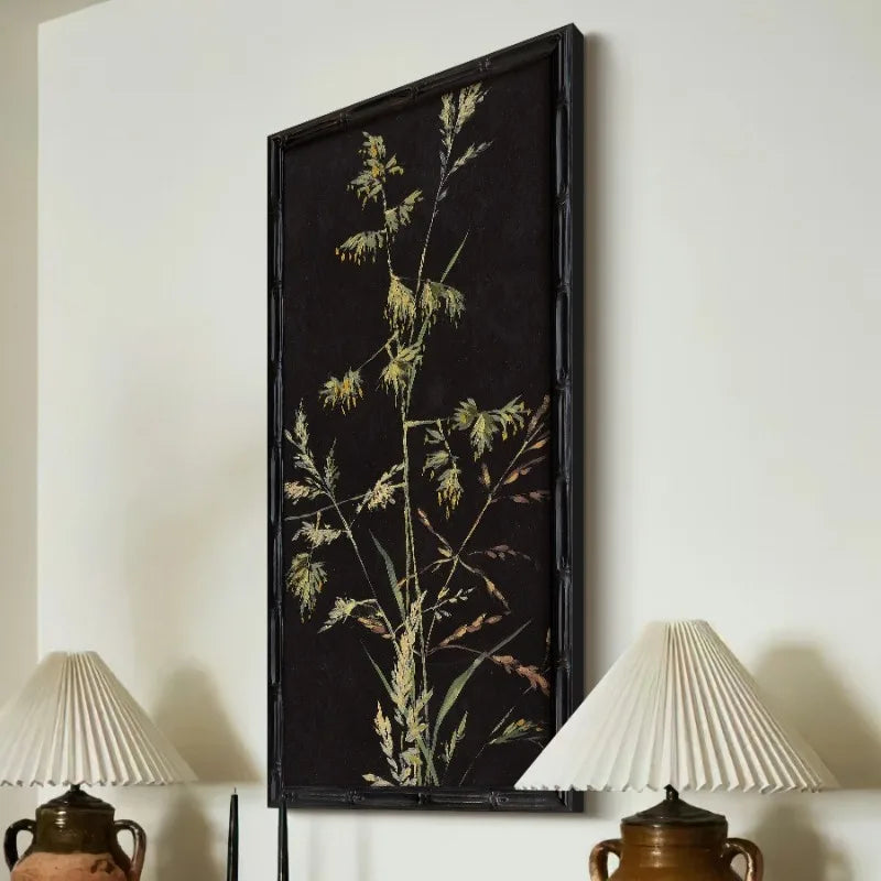 tableau fleurs classique cadre bois peinture huile toile rectangulaire opaqueintérieur décoration moderne