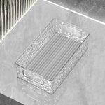 boîte rangement transparente texture ondulée poignées moderne cosmétiques salle bain rechargeable plastique