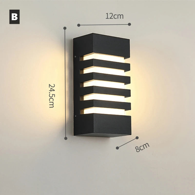 applique murale moderne led noir blanc rayures horizontales ip65 e27 12w 249lm 265v