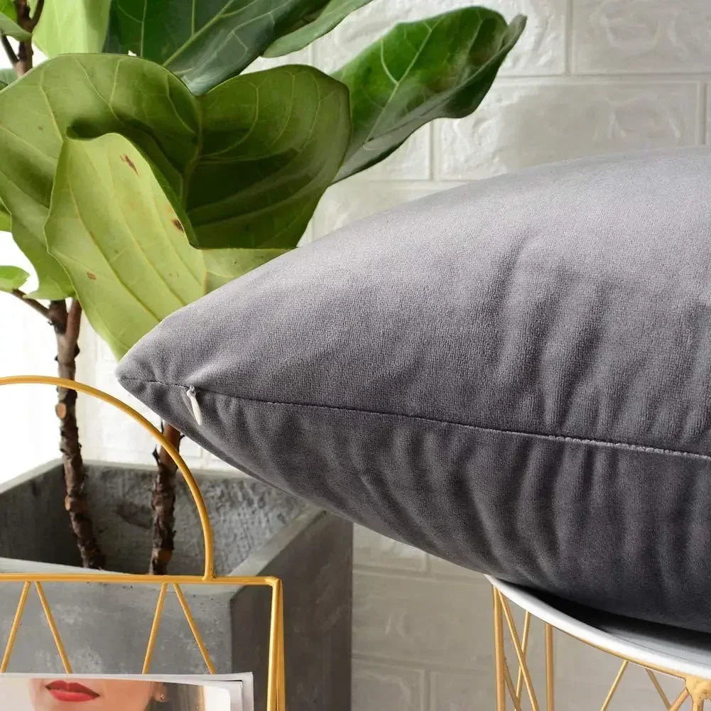 coussin velours gris moderne carré décoratif maison 30x50cm 40x40cm 45x45cm 50x50cm