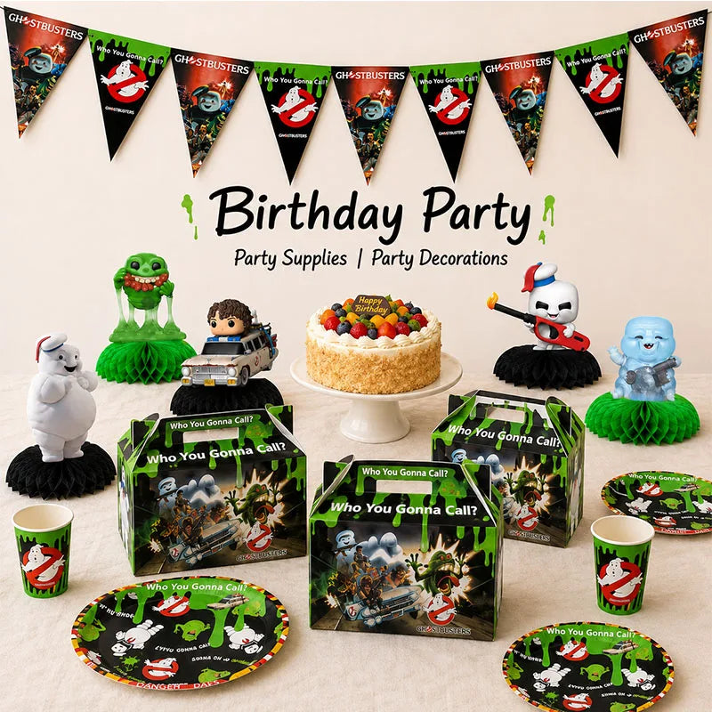 décoration anniversaire ghostbusters assiettes tasses bannières stickers thème festif enfants événement