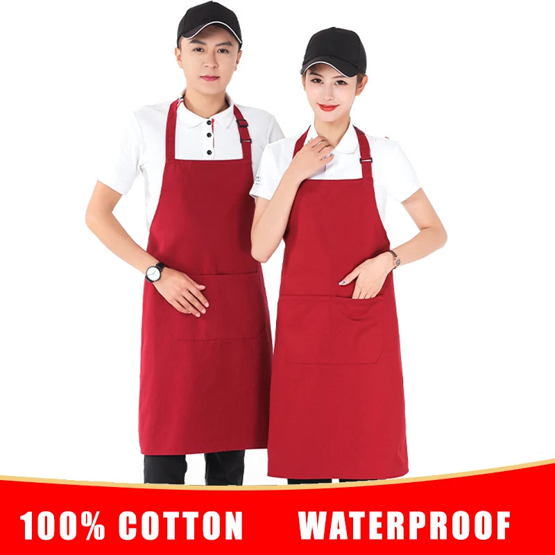 Tablier de cuisine bleu avec finition imperméable détail