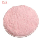 tapis rond peluche doux salon chambre enfant décor intérieur moderne gris bleu rose