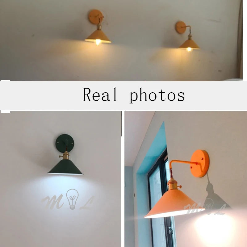 Applique murale moderne en fer avec abat-jour miroir bleu