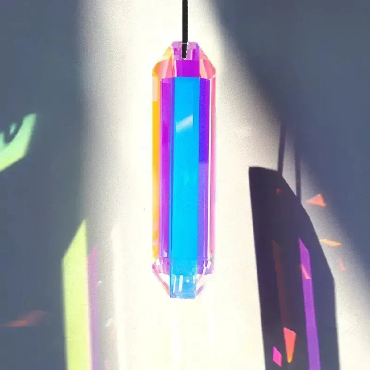 pendentif multicolore prismatique transparent cristal ornements suspendus jardin décoration facettée lumineuse deux pièces