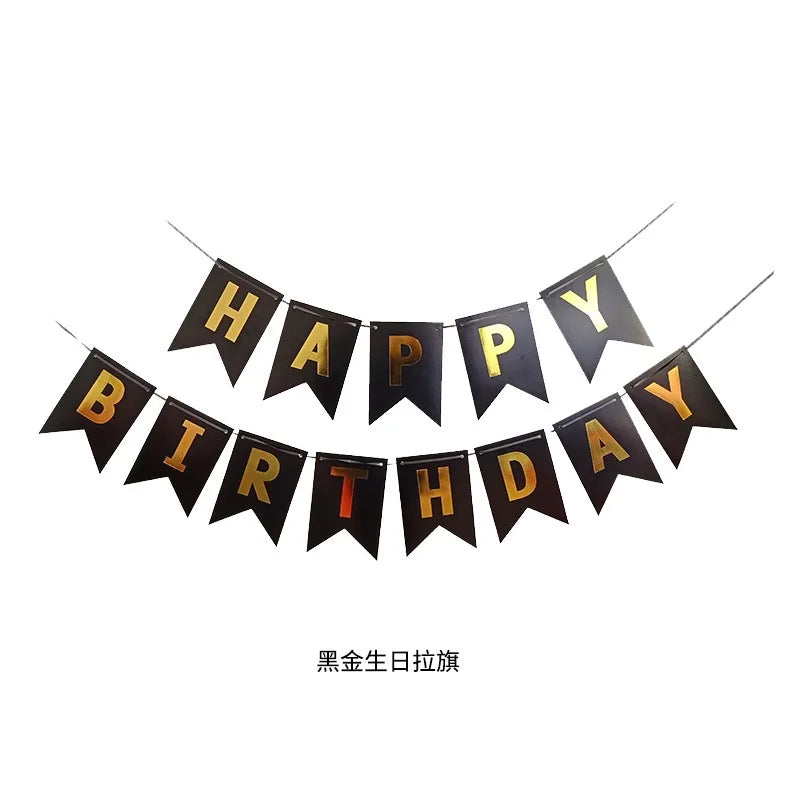 guirlande fanions happy birthday bleu rose vert noir blanc festif décoration anniversaire festive opaques