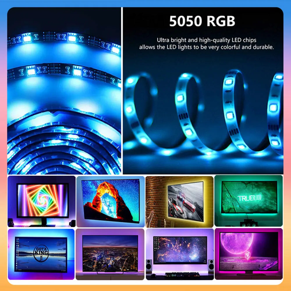 ruban led bleu moderne adhésif télécommande infrarouge câble usb 43 55 49 58 inchesRGBOptimalEclairageSalle