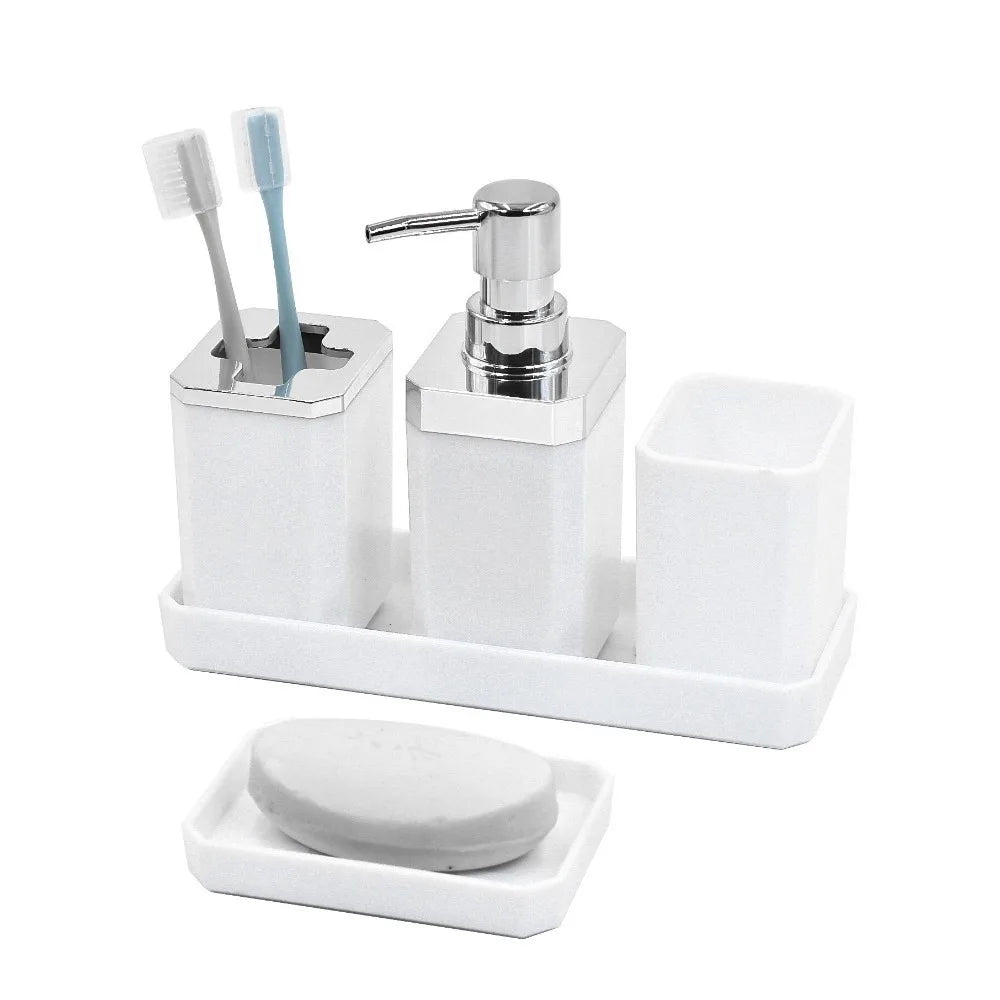 ensemble salle bain moderne porte brosse dents porte gobelet distributeur savon plateau bambou noir