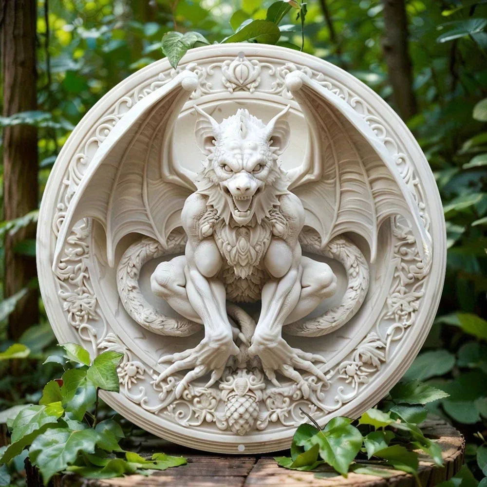 décoration murale dragon relief métallique 20cm 30cm gothique fantastique