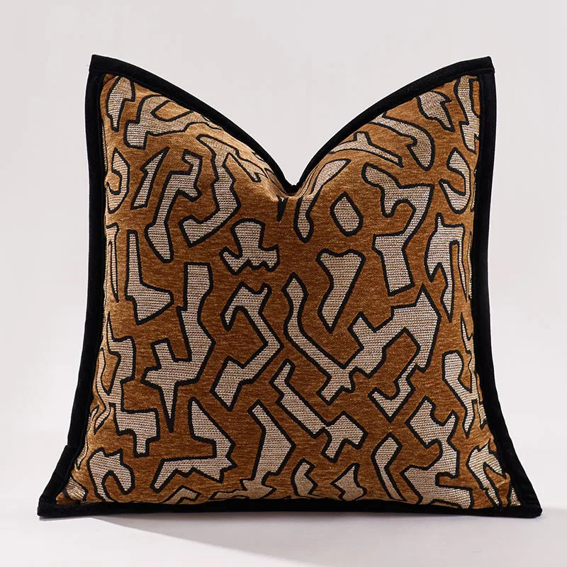 housse coussin carré blanc noir motif géométrique nordique polyester contemporain décoration intérieure voiture sofa