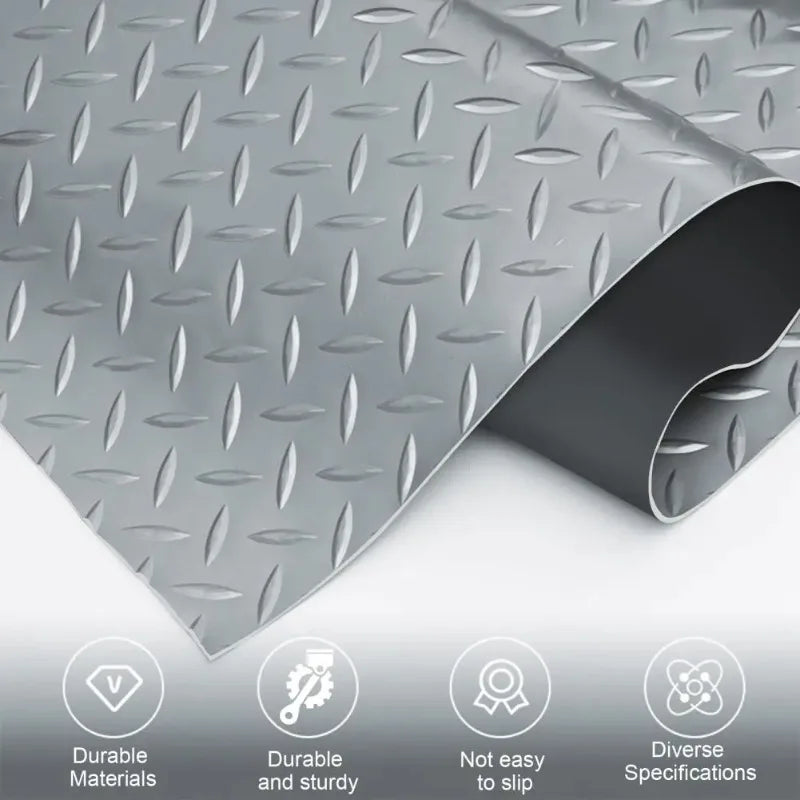 tapis sol pvc antidérapant texture diamantée gris moderne résistant corrosion salle sport parking voiture