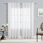 rideau broderie florale blanc transparent classique deux panneaux polyester coton moderne chambre salon