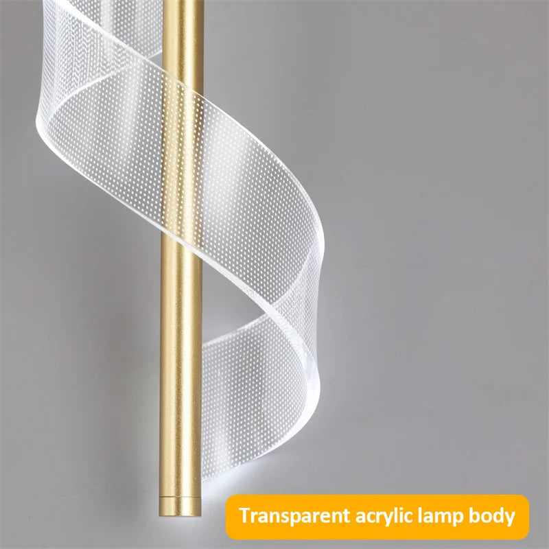 lampe suspendue moderne spirale acrylique translucide noir plaque éclairage chambre restaurant led
