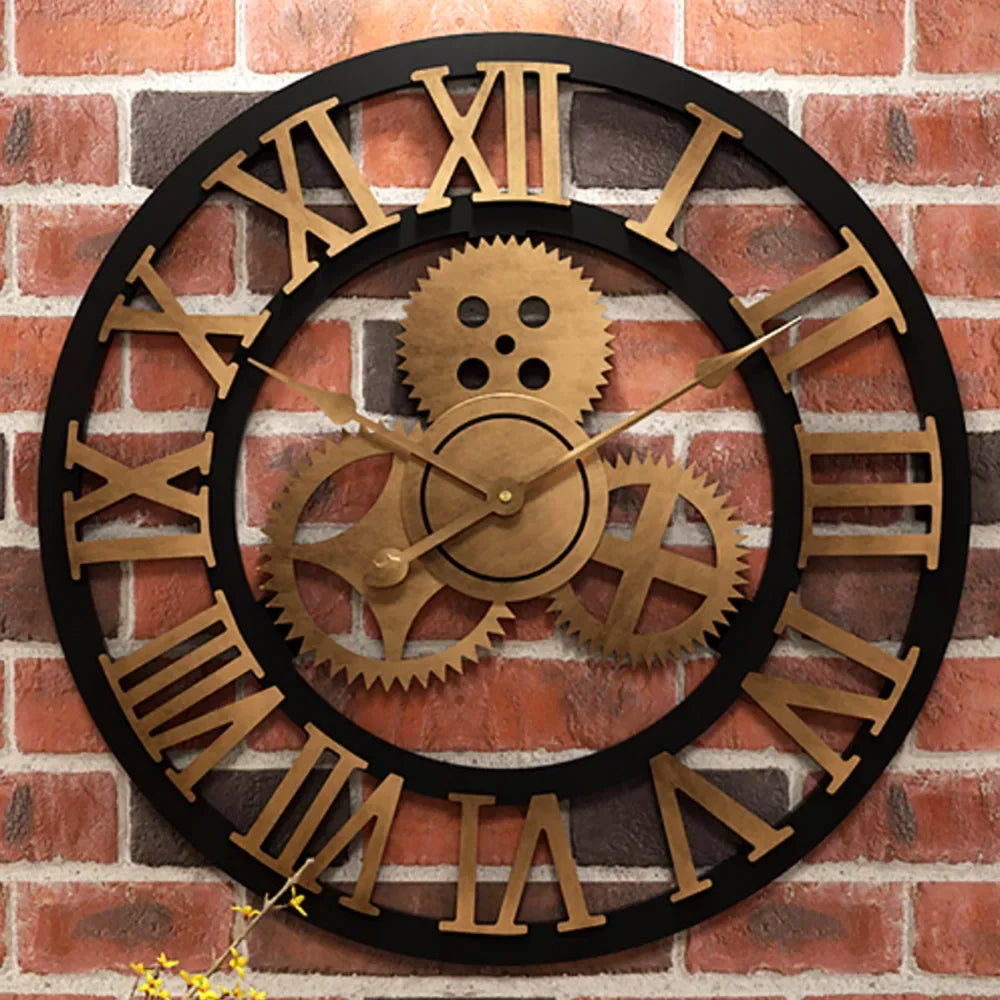 Horloge murale 3D accrochée dans un salon élégant