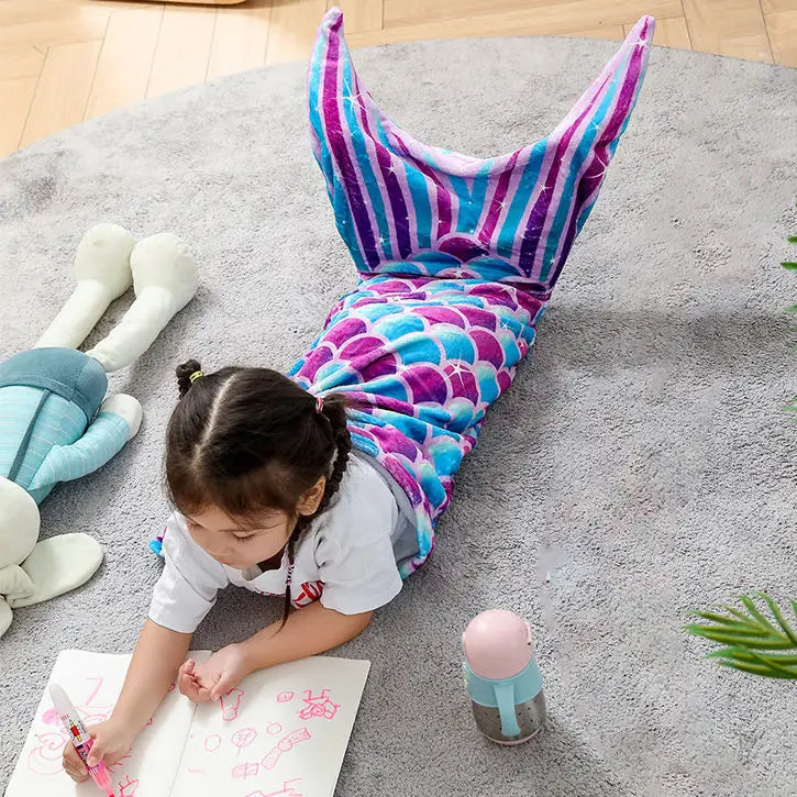 couverture sieste peluche polyester coton douce violet rose blanche poissons portable voyage hospitalière moderne
