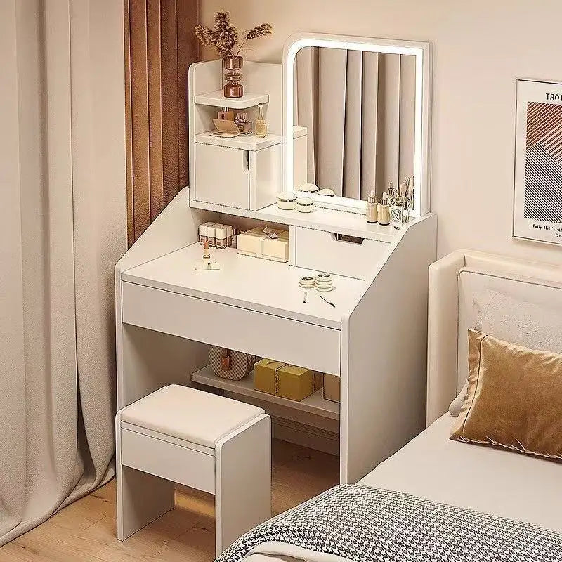 table maquillage moderne miroir lumineux tabouret blanc mdf chambre coucher