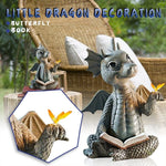 ornement résine dragon gris beige éclairé papillon livre ouvert mur jardinextérieur fantastique médiévalcharmant