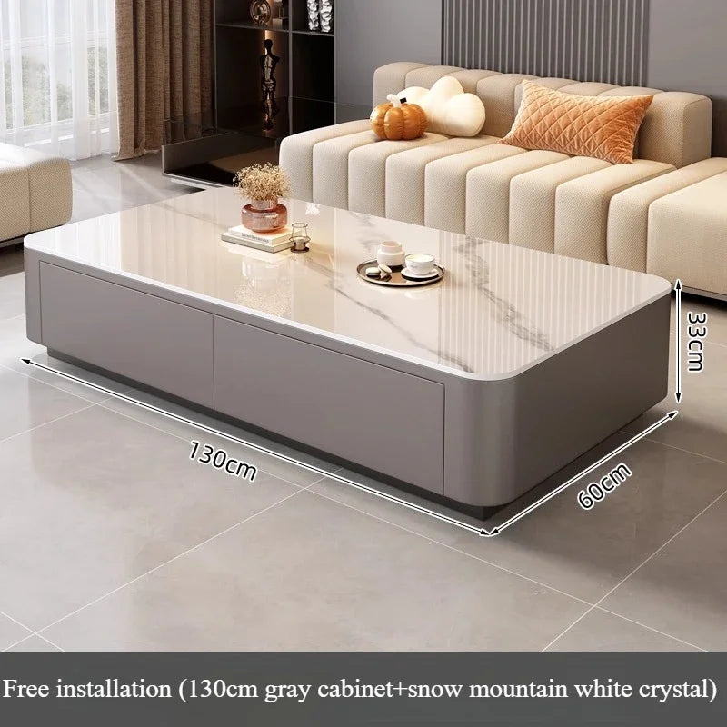 table basse moderne marbre gris blanc tiroirs coussins salon meubles decoration