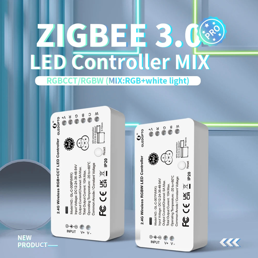 contrôleur led zigbee 30m app voix blanc moderne abs 270w 12v24v