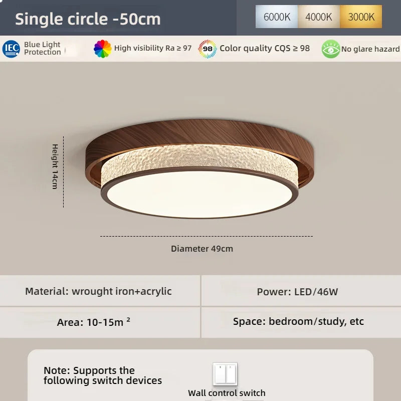 lampe moderne texture bois cristaux dorés noir opacité led tricolore