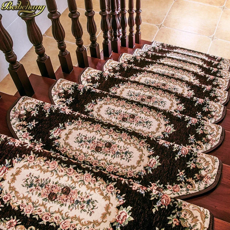 tapis d'escalier adhésif floral ovale salon classique multicolor usage intérieurextérieur