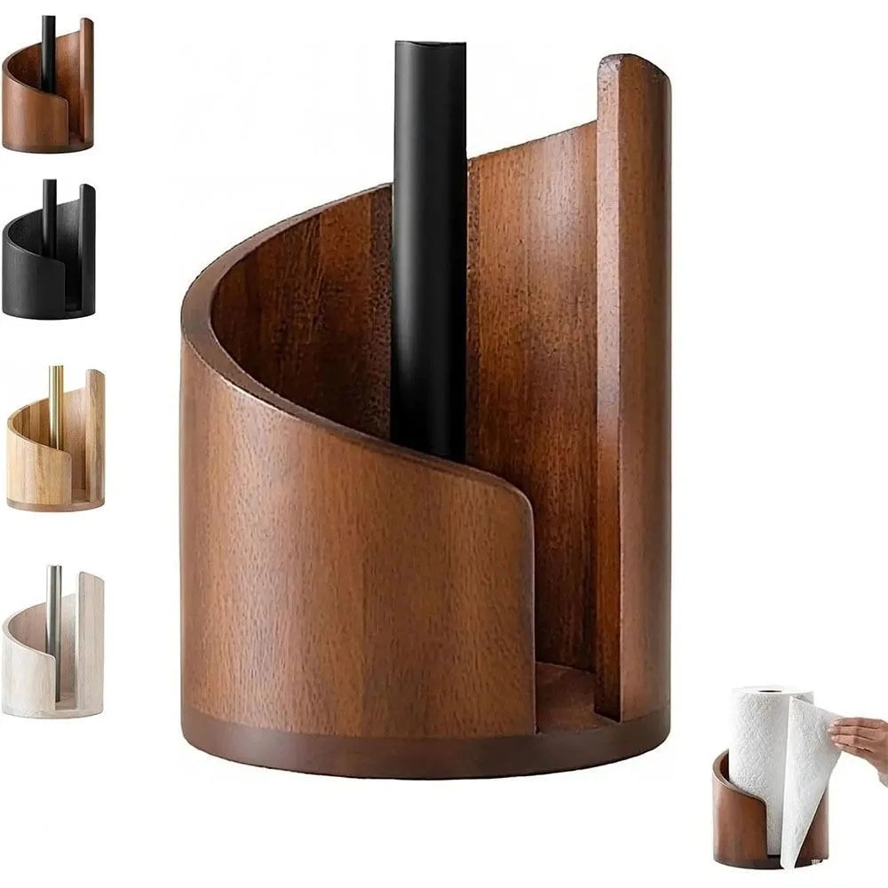 support rouleau papier toilette moderne noir bois naturel finition lisse minimaliste haute qualité praticité