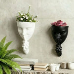 Cache plantes mural masque blanc beige noir texture granuleuse moderne sculptural adhésif succulente