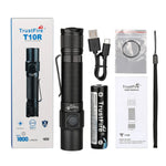 lampe tactique rechargeable 1800 led 18650 lumen 200 500mètres aluminium noir clip utilitaire
