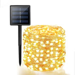 guirlande lumineuse led solaire 400 points blanc doré moderne 300cm jardin festive