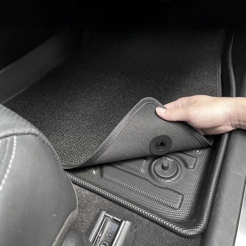 tapis sol voiture noir rayures horizontales clips anti dérapant fibre synthétique moderne tout terrain