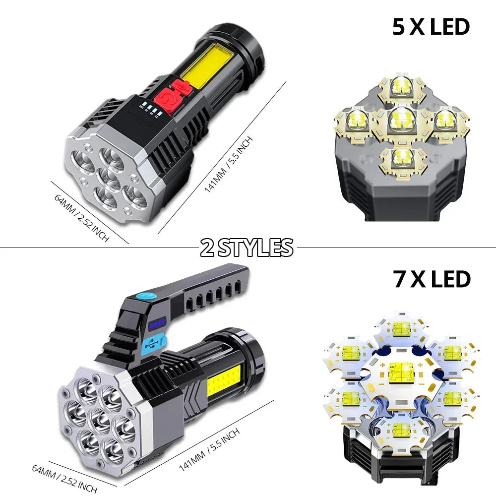 lampe torche led rechargeable leds cable usb moderne robuste camping