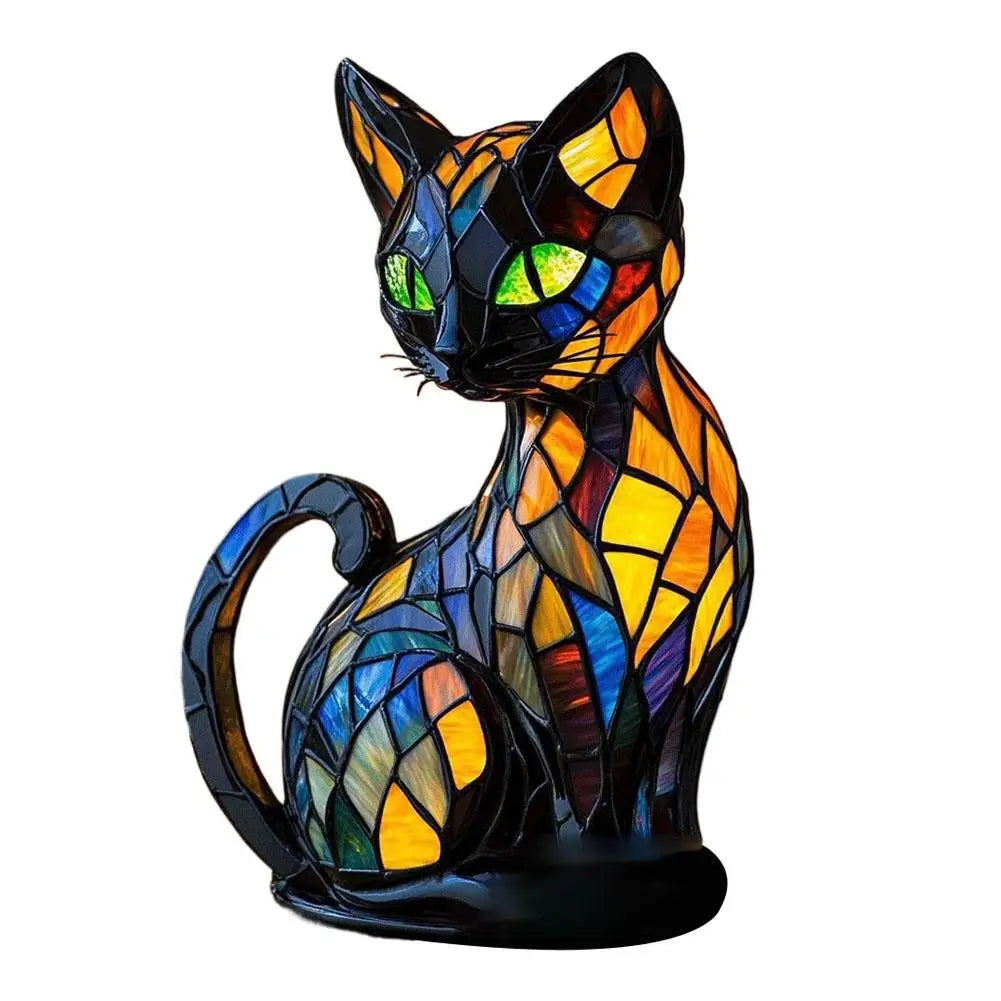 lampe led forme chat noir orange mosaïque art deco chambre salon