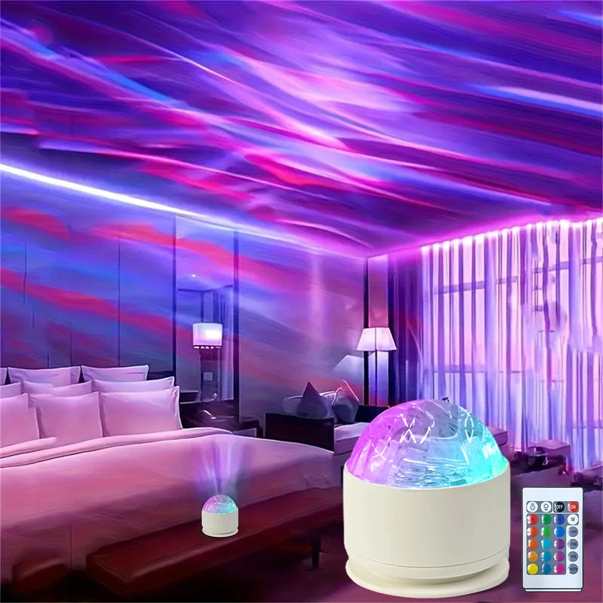 projecteur led blanc 16 couleurs transparent moderne télécommande veilleuse atmosphère ovale certifications cee fcc