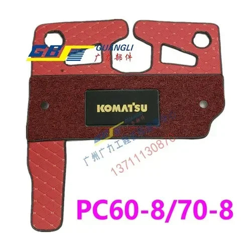 tapis sol machine rouge noir carreaux blancs komatsu moderne résistant fibre synthétique