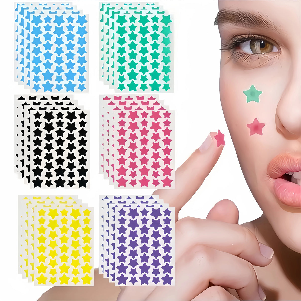 stickers étoiles violet vert bleu jaune noir rose adhésifs décoratifs pack 160pcs 320pcs 40pcs