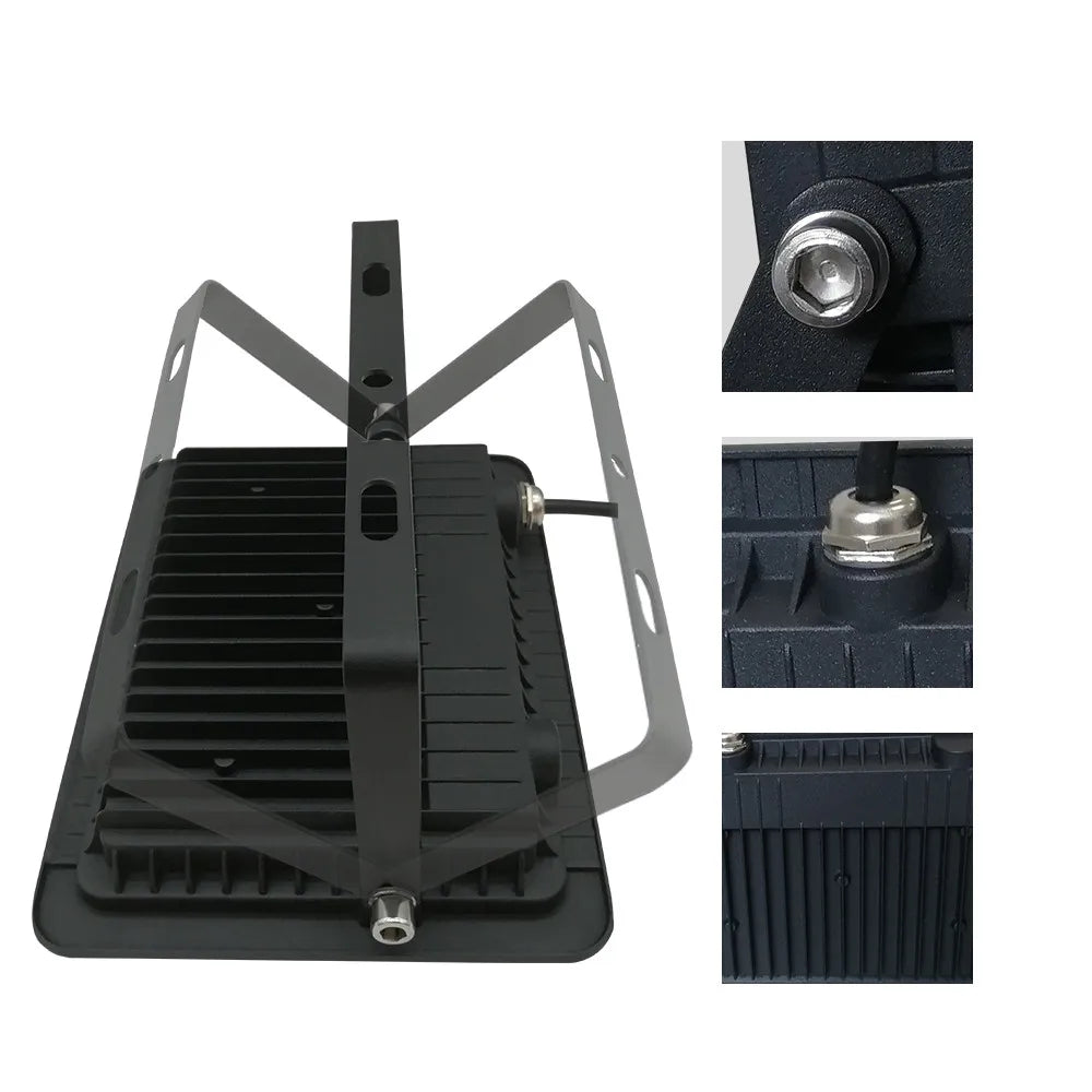 projecteur led extérieur noir moderne mur jardin cour grille câbles connexion