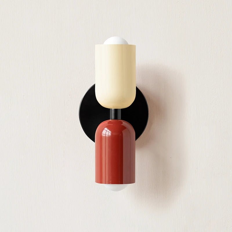 applique murale moderne métal vert olive rouge beige orange fixée mur led