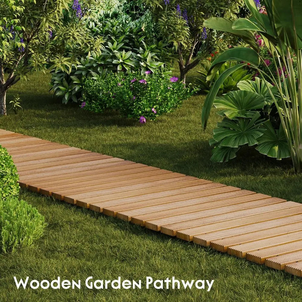 allée jardin bois clair rustique naturelle extérieure résistante intempéries facile installerrollable