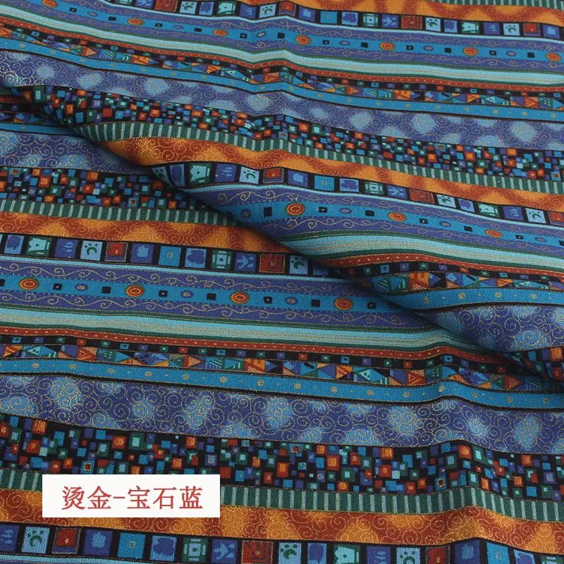 tissu coton lin motifs géométriques ethniques rouge bleu printemps automne hiver mariage fêtes traditionnel