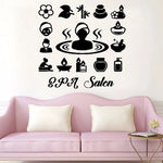 sticker mural moderne coiffure fleur textes salon cheveux symboles spa adhésif chambre salon